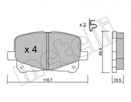 Гальмівні колодки, дискове гальмо (набір) Metelli 2204430 (фото 1)