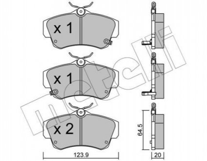 Тормозные колодки, дисковый тормоз.) - 22-0521-0 (K05086364AA, K05083853AB, K05083853AA) Metelli 2205210 (фото 1)