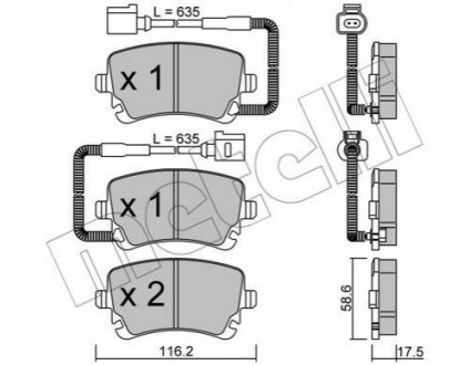 Комплект тормозных колодок - 22-0554-1 (JZW698451K, 7H0698451C, 7H0698451B) Metelli 2205541