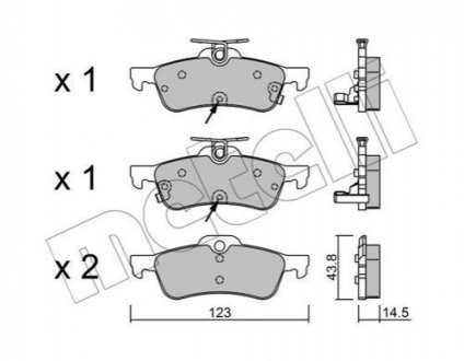 Тормозные колодки (задние) Honda Civic IX 1.4-2.2D 12- - 22-0556-2 (43022TV8E01, 43022TV0E01, 43022TV0E00) Metelli 2205562 (фото 1)