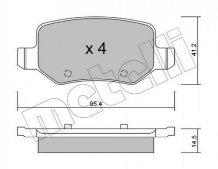 Колодки гальмівні (задні) MB A-class (W168/W169) 97-12/B-class (W245) 05-11/Vaneo (W414) 02-05 Metelli 2205650 (фото 1)