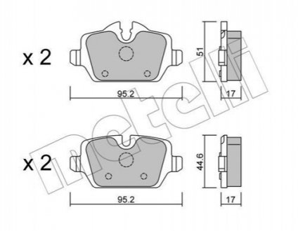 Тормозные колодки (задние) BMW 1 (E81/E82/E87)/3 (E90/E91/E92/E93) 04-13 Metelli 2206410