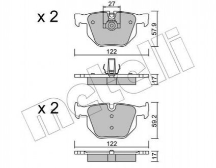 Гальмівні колодки, дискове гальмо (набір) Metelli 2206440 (фото 1)