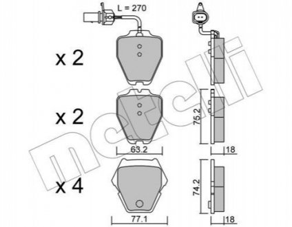 Тормозные колодки, дисковый тормоз.) Metelli 2207741 (фото 1)