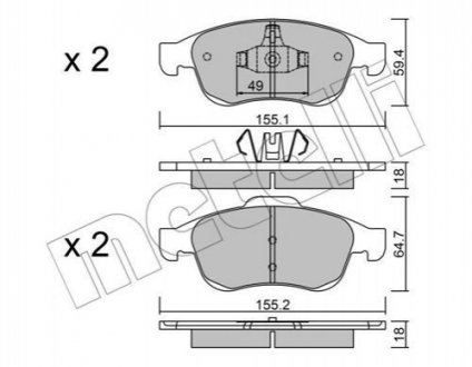 Колодки гальмівні (передні) Dacia Dokker/Duster/Lodgy/Nissan Juke/Renault Clio V/Kangoo 10- Metelli 2208170 (фото 1)