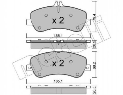 Гальмівні колодки, дискове гальмо (набір) Metelli 2208250 (фото 1)