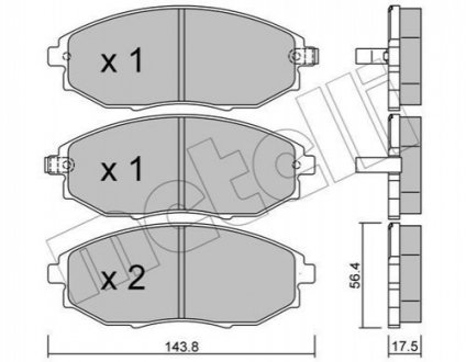 Гальмівні колодки, дискове гальмо (набір) Metelli 2208450 (фото 1)