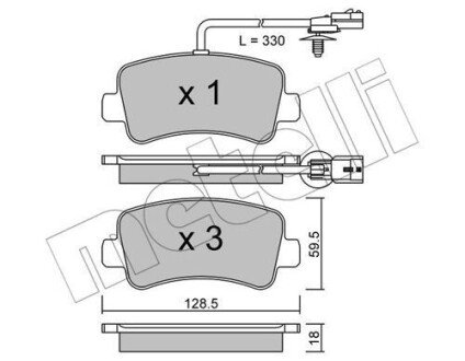 Гальмівні колодки, дискове гальмо (набір) - (D406000Q1JVA, 95599842, 95530604) Metelli 2208990