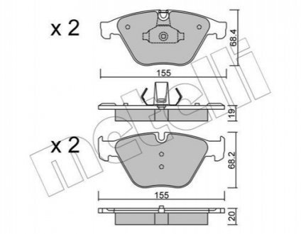 Тормозные колодки (передние) BMW 5 (F10/F11/F18) 09-17/7 (F01/F02/F03/F04) 08-12 Metelli 2209180 (фото 1)