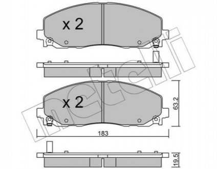 Колодки гальмівні (передні) Jeep Wrangler 2.0/2.2 17- - (K68144163AF, K68144163AB, 68317914AA) Metelli 2209460 (фото 1)
