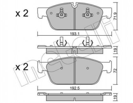 Гальмівні колодки дискові - (A0084200020, A0074200920, 0084200020) Metelli 2209670 (фото 1)