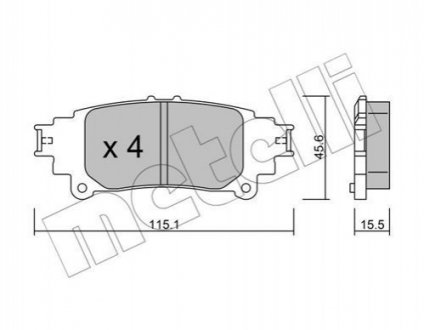 Колодки гальмівні (задні) Lexus GS 11-/IS 13-/Toyota Prius Plus 08- - 22-0977-0 (04466WY040, 0446653020, 0446648130) Metelli 2209770 (фото 1)