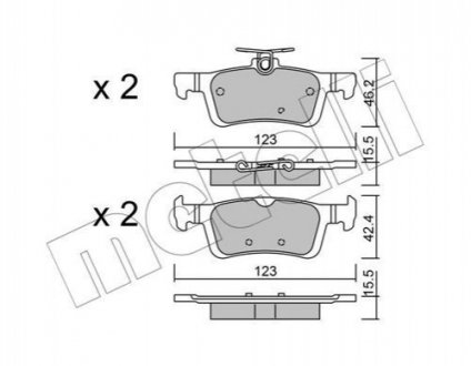 Тормозные колодки (задние) Peugeot 308 14- - 22-0986-0 (1610814180, 1619791380) Metelli 2209860 (фото 1)