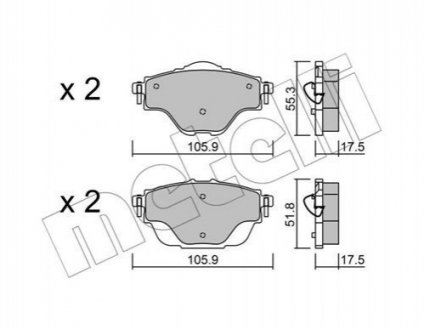 Тормозные колодки (задние) Citroen C4 13-/C5/Peugeot 508 18-/308 13-/3008/5008 16-/Opel Grandland 17 Metelli 22-0988-0 (фото 1)