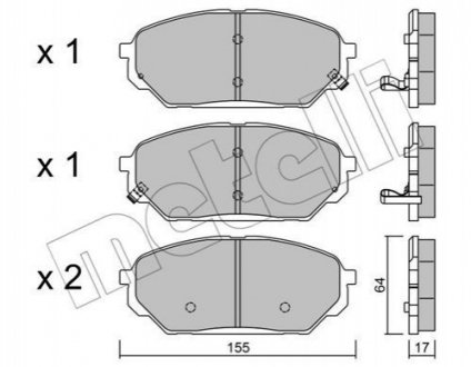 Колодки гальмівні (передні) Hyundai ix55 08- Metelli 2209990 (фото 1)