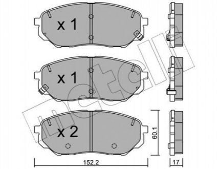 Колодки гальмівні (передні) Hyundai Santa Fe IV/Kia Sorento 2.0-3.3 15- Metelli 2210960