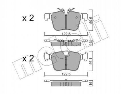 Комплект тормозных колодок - 22-1122-0 (LR123010, J9C14009, 32287447) Metelli 2211220