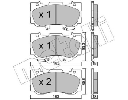 Комплект передних тормозных колодок Metelli 2211830 (фото 1)