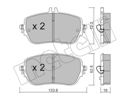 Комплект тормозных колодок (дисковых).) Metelli 22-1193-0