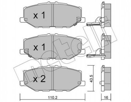 Комплект передних тормозных колодок Metelli 2212150 (фото 1)