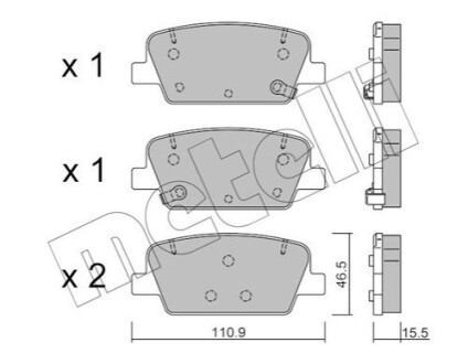 Комплект тормозных колодок (дисковых).) Metelli 22-1283-0 (фото 1)