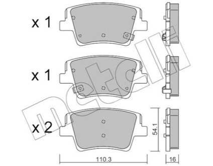 Колодки гальмівні (задні) Hyundai Santa Fe IV 18- (+ датчики) Metelli 2212840 (фото 1)