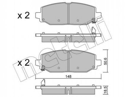 Комплект тормозных колодок задний Metelli 2213350 (фото 1)
