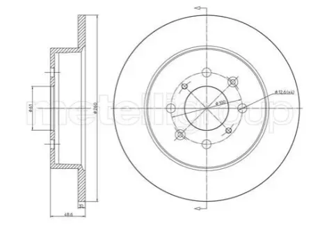 Фото Диск гальмівний (задній) Honda Civic 00-05 (260x10) Metelli (230579C) зображення 1