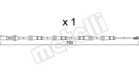 Датчик зносу гальмівних колодок (задніх) BMW X5 (G05/F95)/X7 (G07) 18- (750mm) Metelli SU.373 (фото 1)