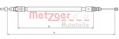 Трос ручника Citroen C4 Grand Picasso 06- (928/750 мм) METZGER 104663