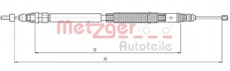 Трос ручного гальма (задній) (R) Citroen C4 Picasso 06- (959/770mm) METZGER 104664