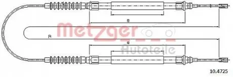 Трос ручника Citroen Jumper/Fiat Ducato/Peugeot Boxer 02- (2715/890mm) METZGER 104725