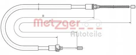 Трос ручного тормоза METZGER 106033