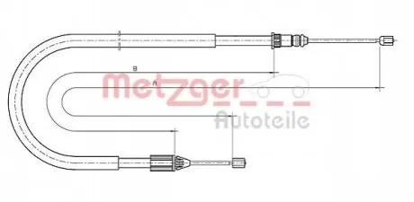 Трос ручника (задній) (R) Renault Megane/Scenic 97-03 (1479mm) METZGER 106698