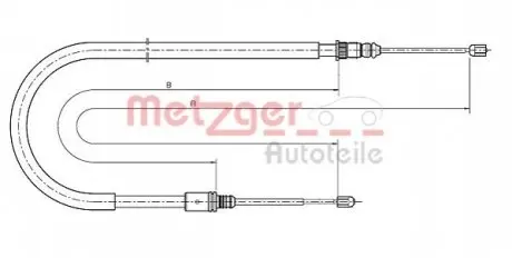 Трос ручника (задній) Renault Laguna II 01-07 (2200/1235mm) METZGER 106791