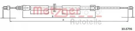 Трос ручника Renault Scenic III 09- (1897mm) METZGER 106796