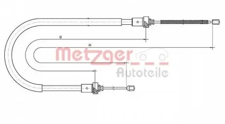 Трос ручника (задній) Dacia Sandero 08- (1658/1478mm) METZGER 106892