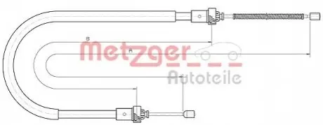 Трос ручника (задній) Dacia Duster 10- (1787mm) METZGER 106894