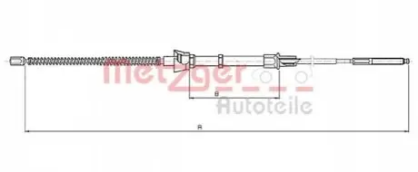 Трос ручника (задній) VW Polo/Seat Cordoba/Ibiza 93-02 (1514/955mm) METZGER 107136