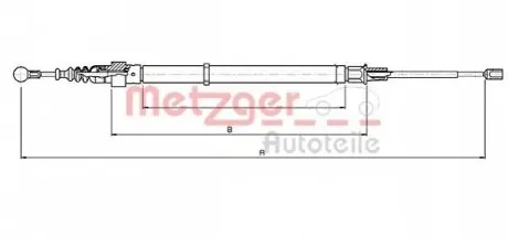 Трос ручника VW Polo/Skoda Fabia 01-14 METZGER 107139