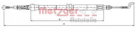 Трос ручника (задній) VW T4 97-03 (953/720mm) METZGER 107393
