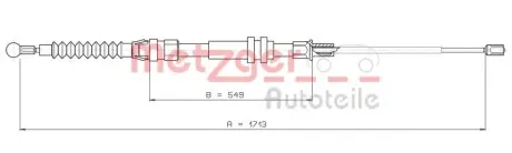 Трос ручника (задній) VW Caddy 04-15 (1718mm) METZGER 107432