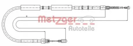Трос ручника (задний) (R) Audi A4 00-09 (2005/1843mm) METZGER 107536