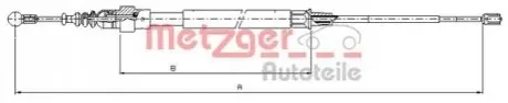 Трос ручника (задній) VW Touran 03-10 (1563/898mm) знято з постачання METZGER 107625