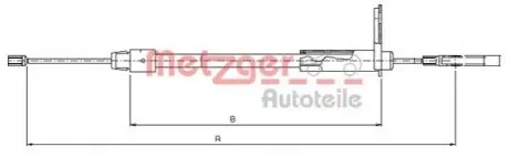 Трос ручника (задній) (R) MB C-class (W203) 00-08 (900/785mm) METZGER 109435