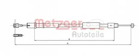 Трос ручника (задній) (R) MB Vito (W639) 03- (1152mm) METZGER 109836