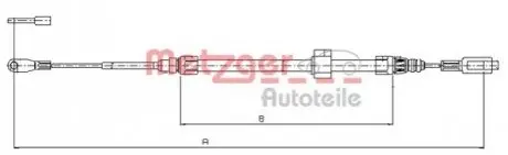 Трос ручника (центральний) MB Sprinter/VW LT 96-06 (довга база) (2460мм) METZGER 109884