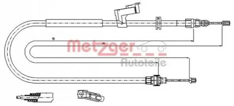 Трос ручника (L) Ford Mondeo/Galaxy 06-15 (диск) METZGER 115494