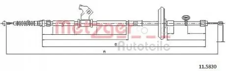 Трос ручного гальма (R) Opel Astra J/Chevrolet Cruze 09- (1814mm) METZGER 115830