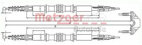 Трос ручного гальма METZGER 115858